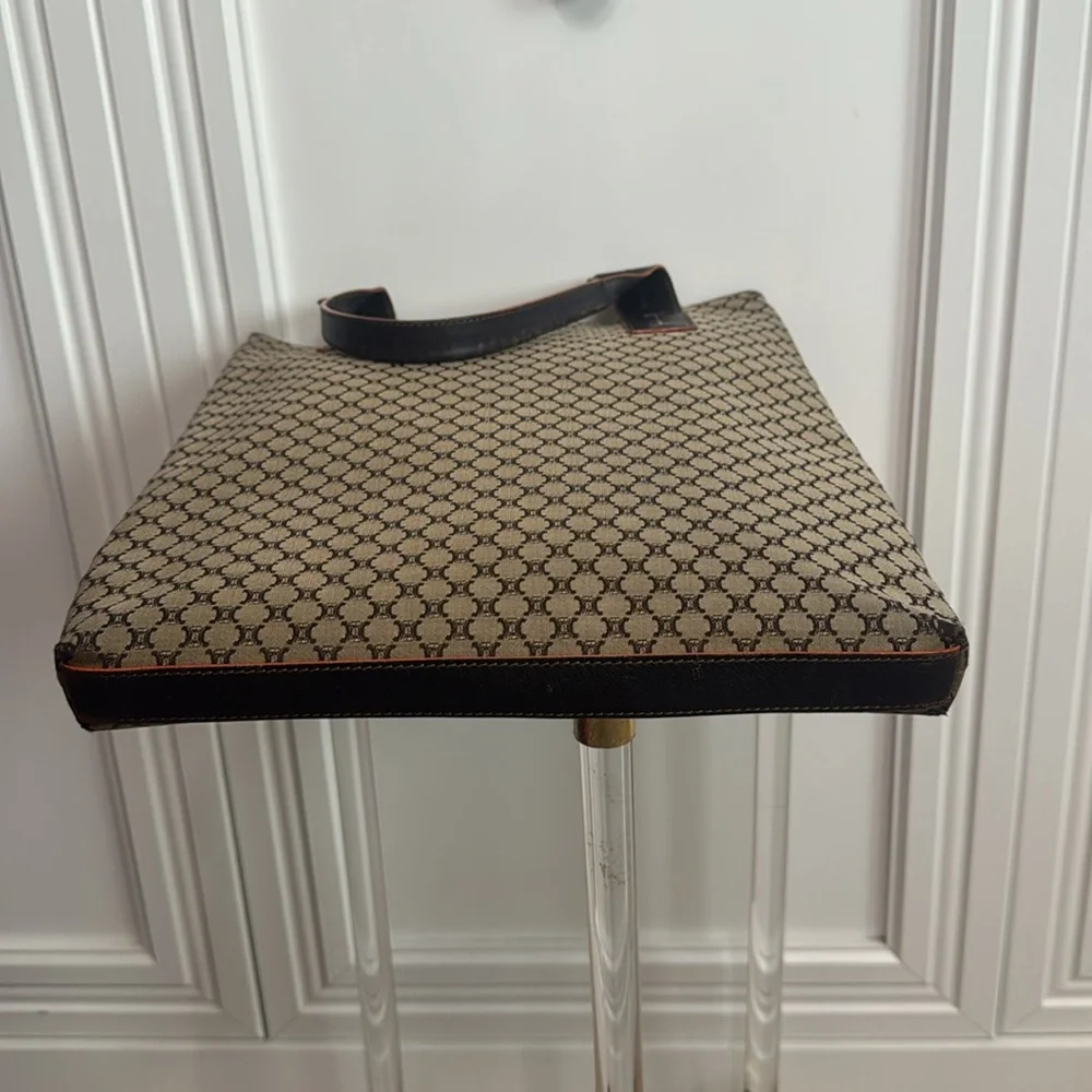 Celine Brown Monogram Canvas Satchel with Dark Brown Trim - Picture 8 of 13